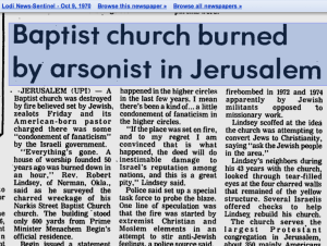 Newspaper clipping from 1970 about Narkis church bombing