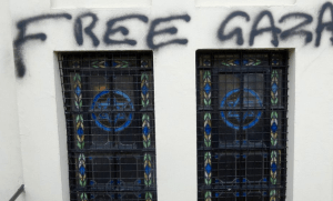 Graffiti on a synagogue in Brighton, UK