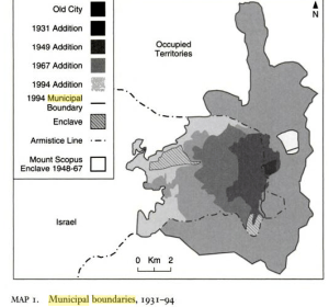 Map showing the 1967 border expansion