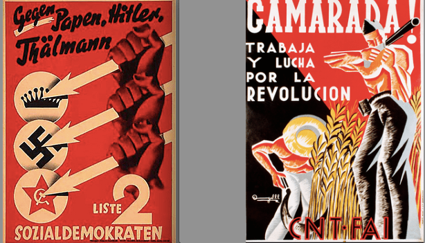 Socialist posters in Europe in the 1930s: Nothing American here.