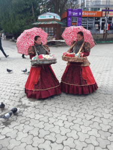 Women sell things at the long avenue