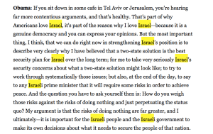 Obama on Israel in 'The Atlantic' interview