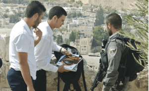 Border police search the bags of two Palestinians in Ras al Amud (Seth J. Frantzman)