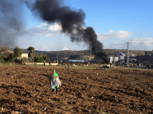 Smoke rises from clashes at DCO (Seth J. Frantzman)