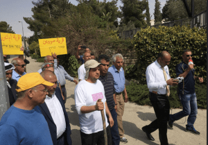 Ayman Odeh marching in Jerusalem at the end of the bedouin land rights march (Seth J. Frantzman)